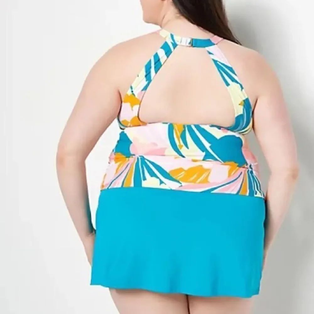 Jantzen High Neck Tankini with Skirted Bottom - Picture 2 of 6